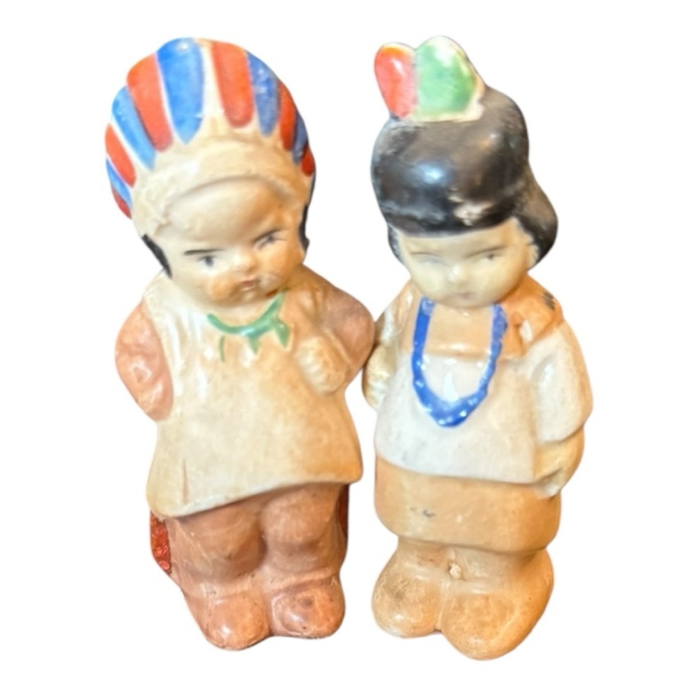 Vintage Native American Children Salt & Pepper Shakers‎ Japan